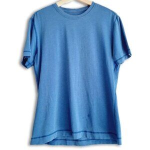 LULULEMON Athletic Short Sleeve Tee Crewneck Bright Blue T-Shirt Sz 10 Flawed